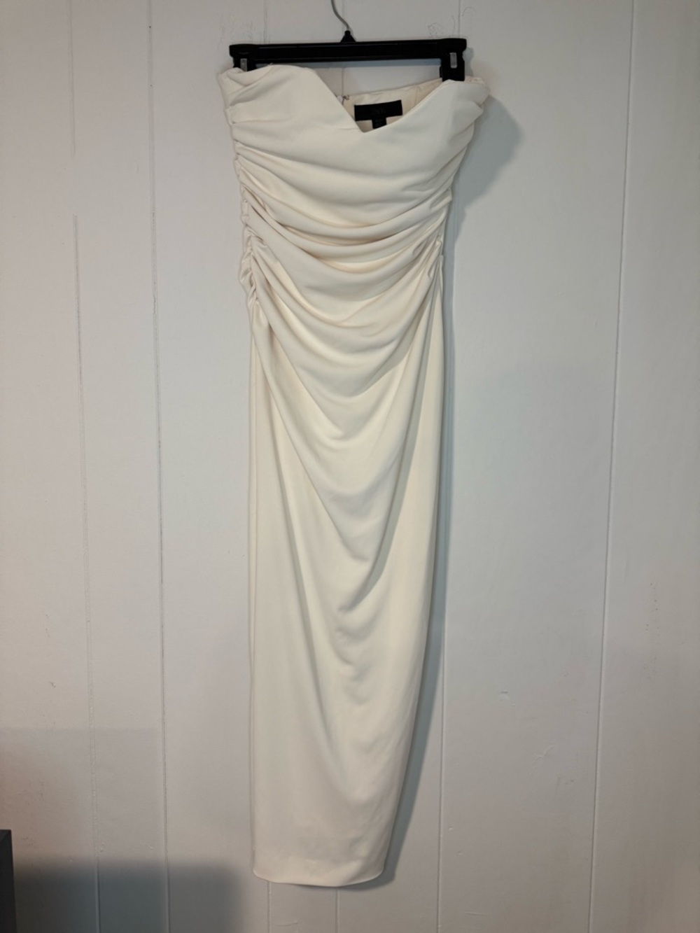 Zara Cream Strapless Midi Dress with Back Slit